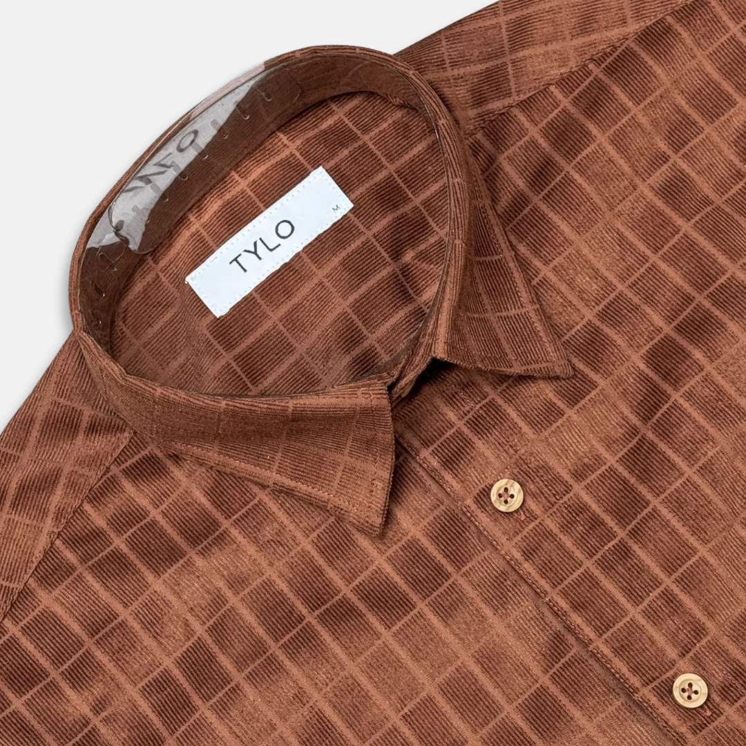 Rust Windowpane Corduroy Shirt