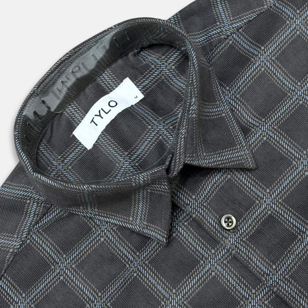Charcoal Grid Corduroy Shirt