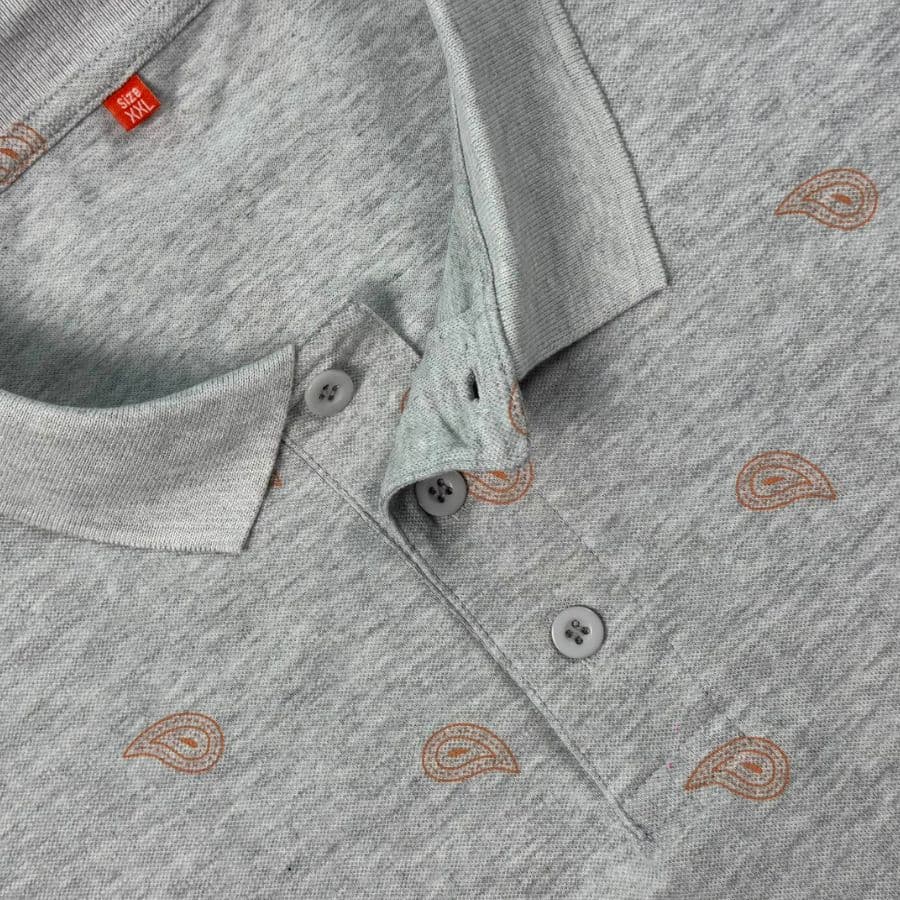 Ash Grey Paisley Polo Tshirt showcase 2