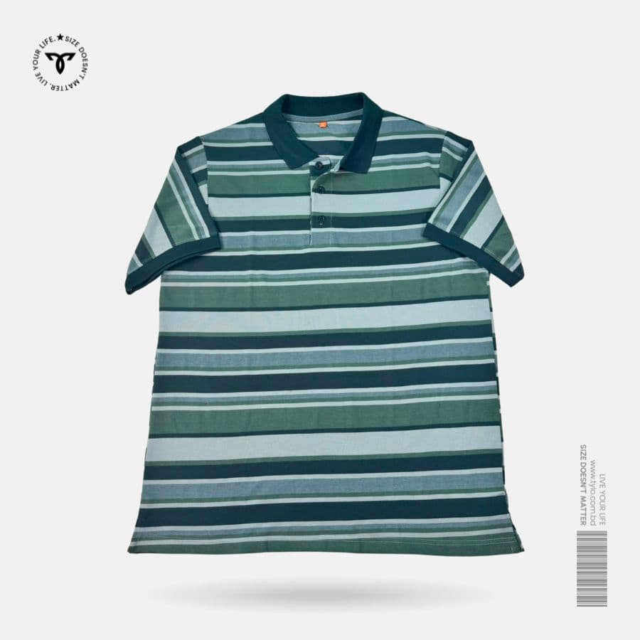 Forest Navy Stripe Polo T-shirt showcase 1