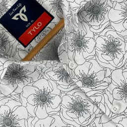 White and Grey Flower Shirt view 2