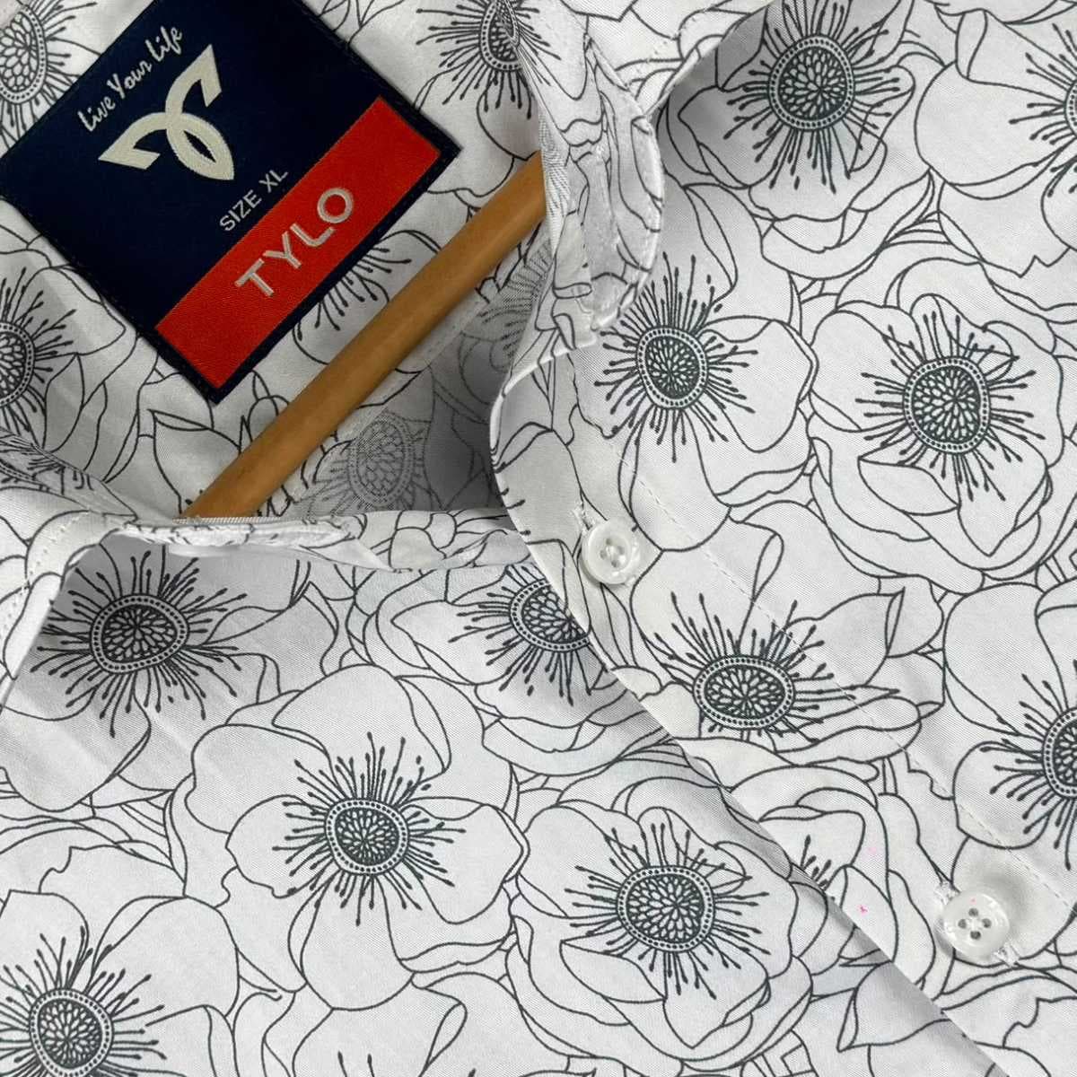 White and Grey Flower Shirt showcase 3