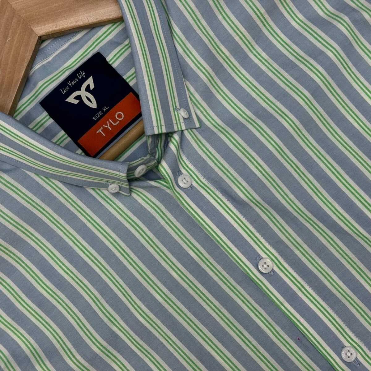 Mint Linear Stripe Premium Shirt showcase 3