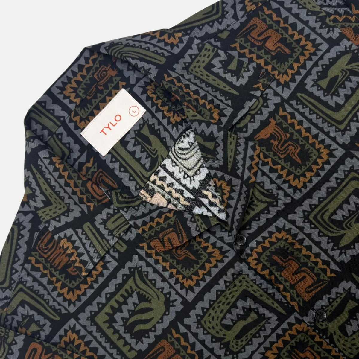 Tribal Olive Cuban Shirt showcase 2