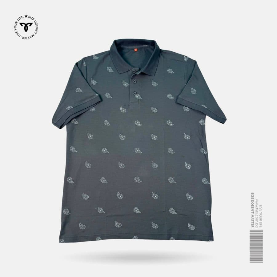 Charcoal Paisley Polo T-shirt showcase 1