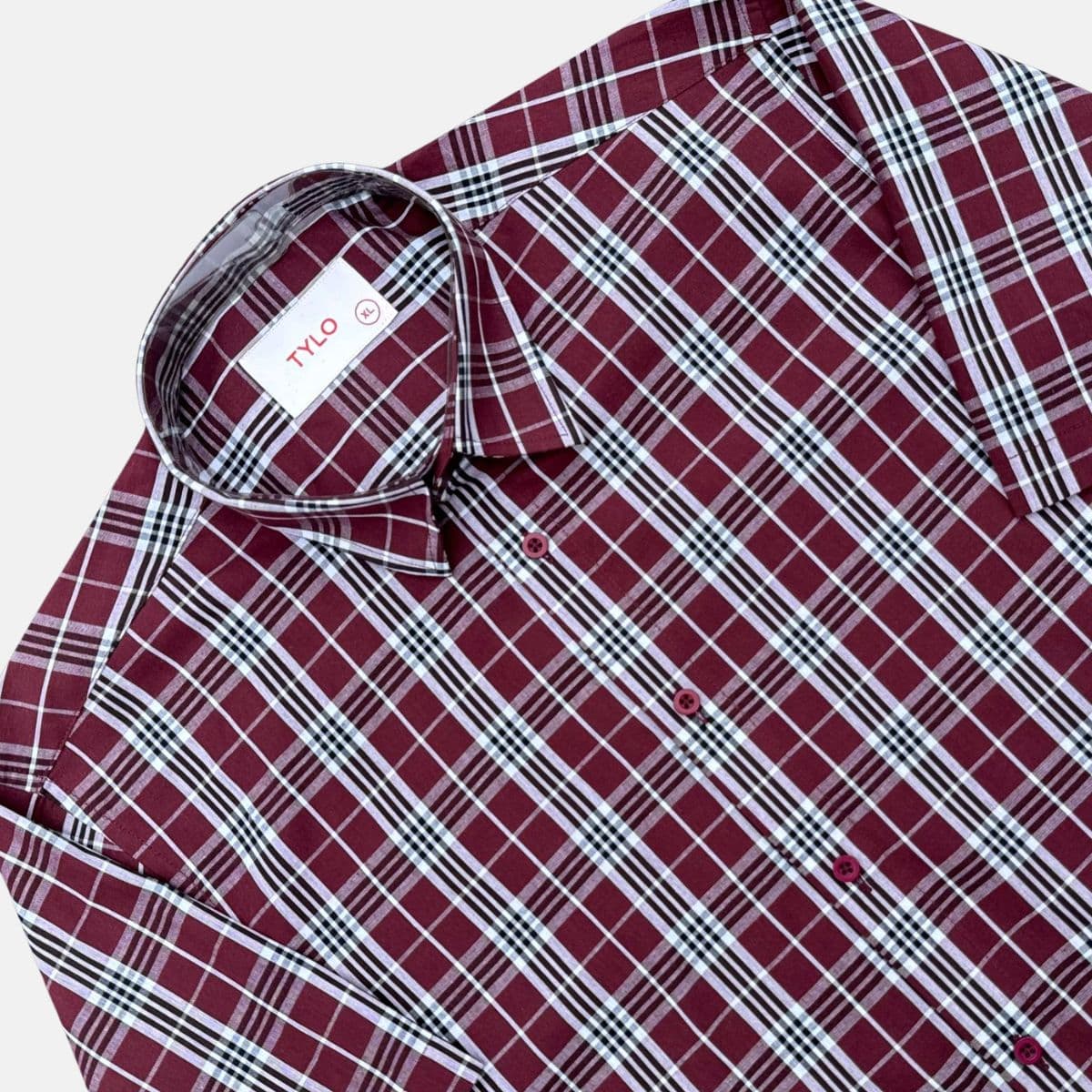 TYLO Half Sleeve Shirt – Maroon & Navy Grid showcase 2
