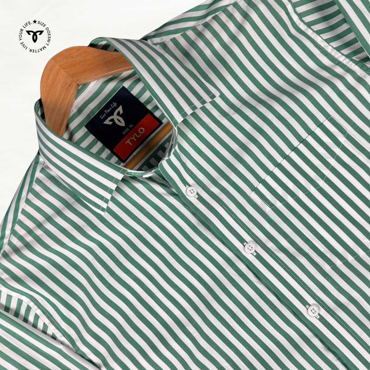Green and White Striped Shirt showcase 2