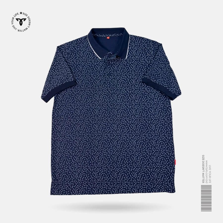 Navy Micro Dot Polo T-shirt showcase 1
