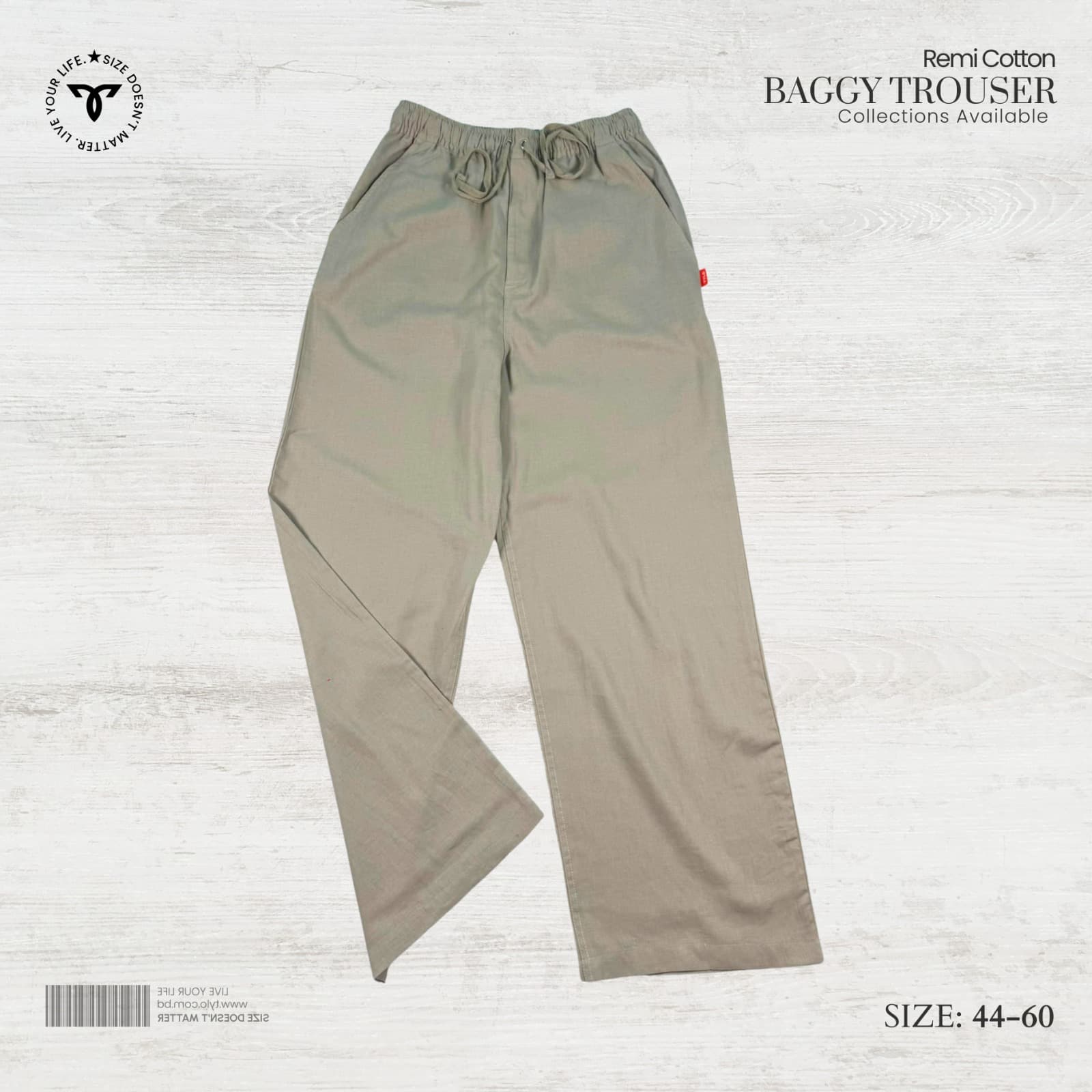 Light Stone Beige Remi Cotton Baggy Trouser showcase 2