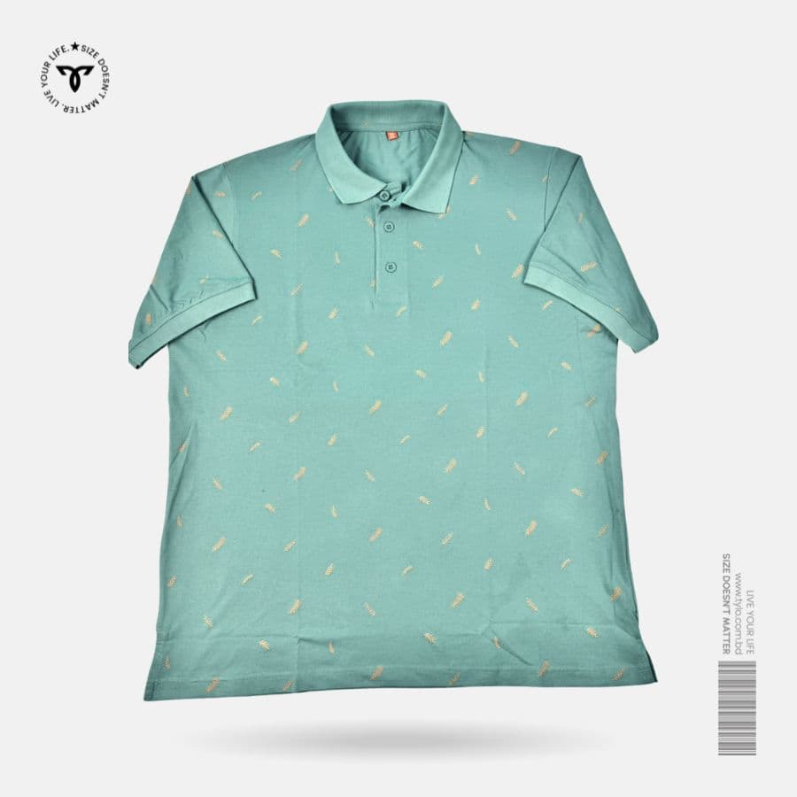 Aqua Mint Fern Polo T-shirt showcase 1