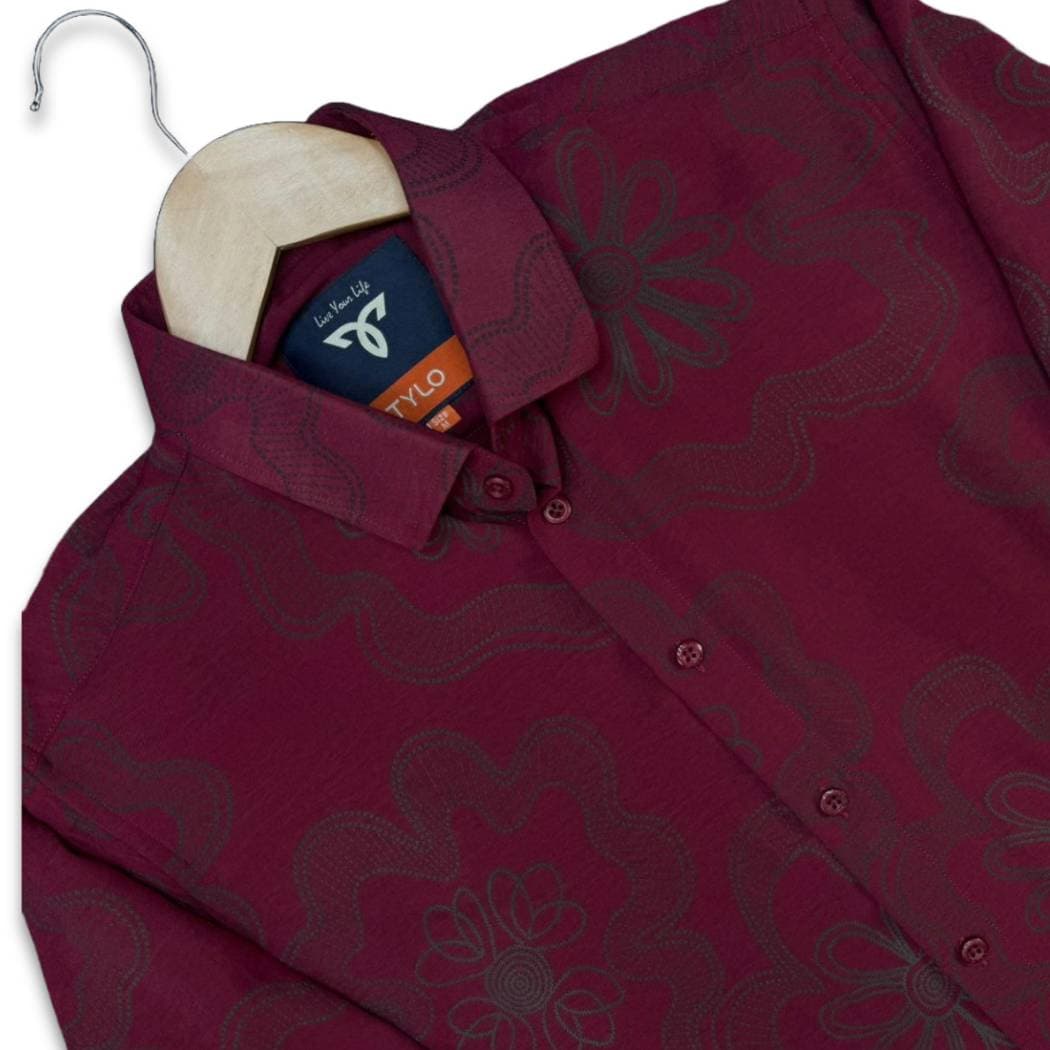 Maroon Floral Premium Shirt showcase 2