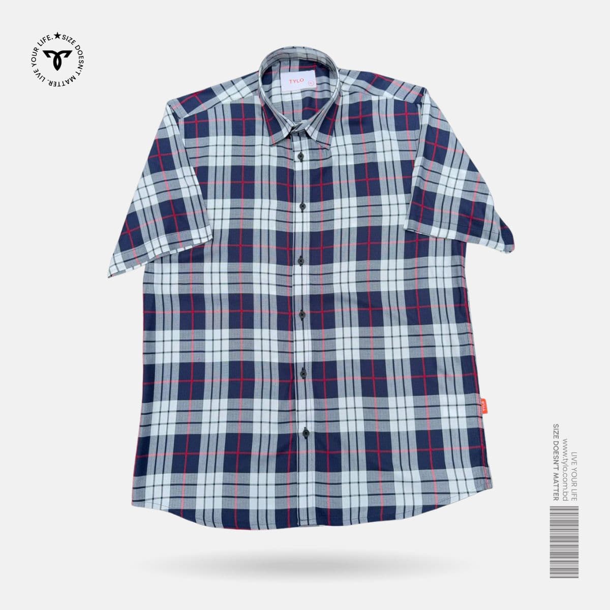 TYLO HALF Shirt – Navy & Red Bold Check showcase 1