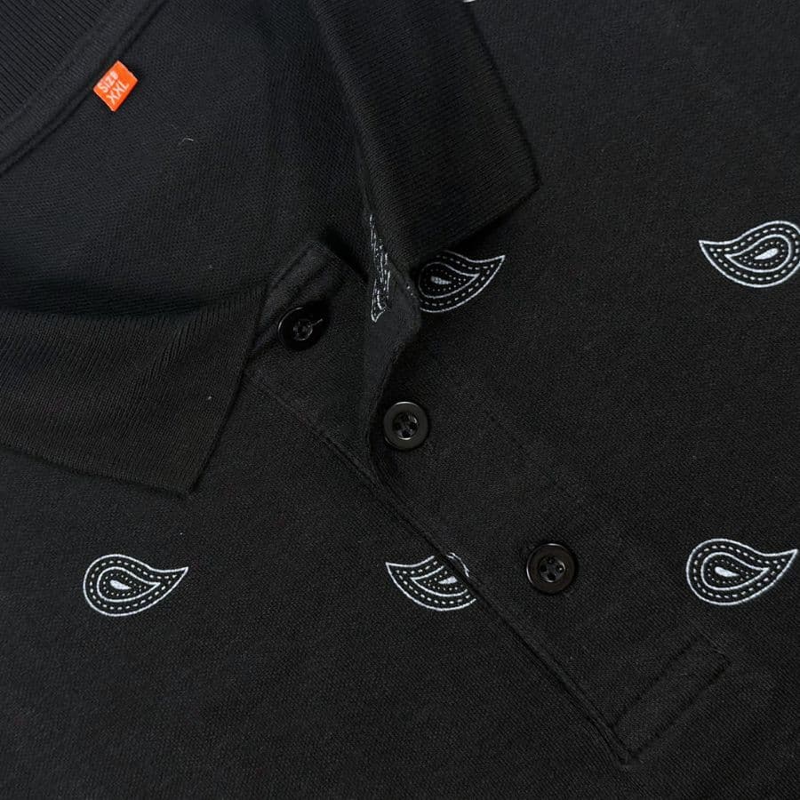 Classic Black Paisley Polo T-shirt showcase 2