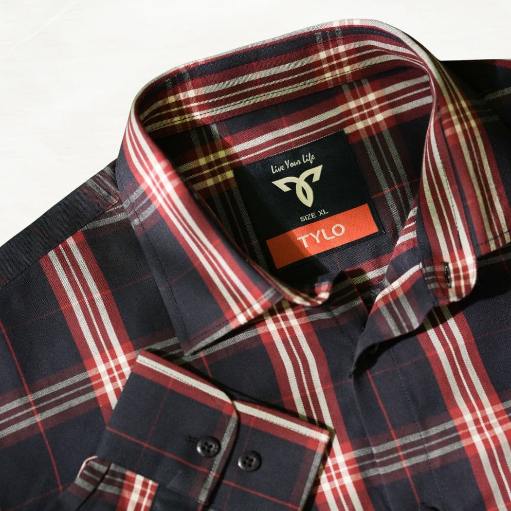 TYLO Premium Midnight Red Check Full Sleeve Shirt showcase 2