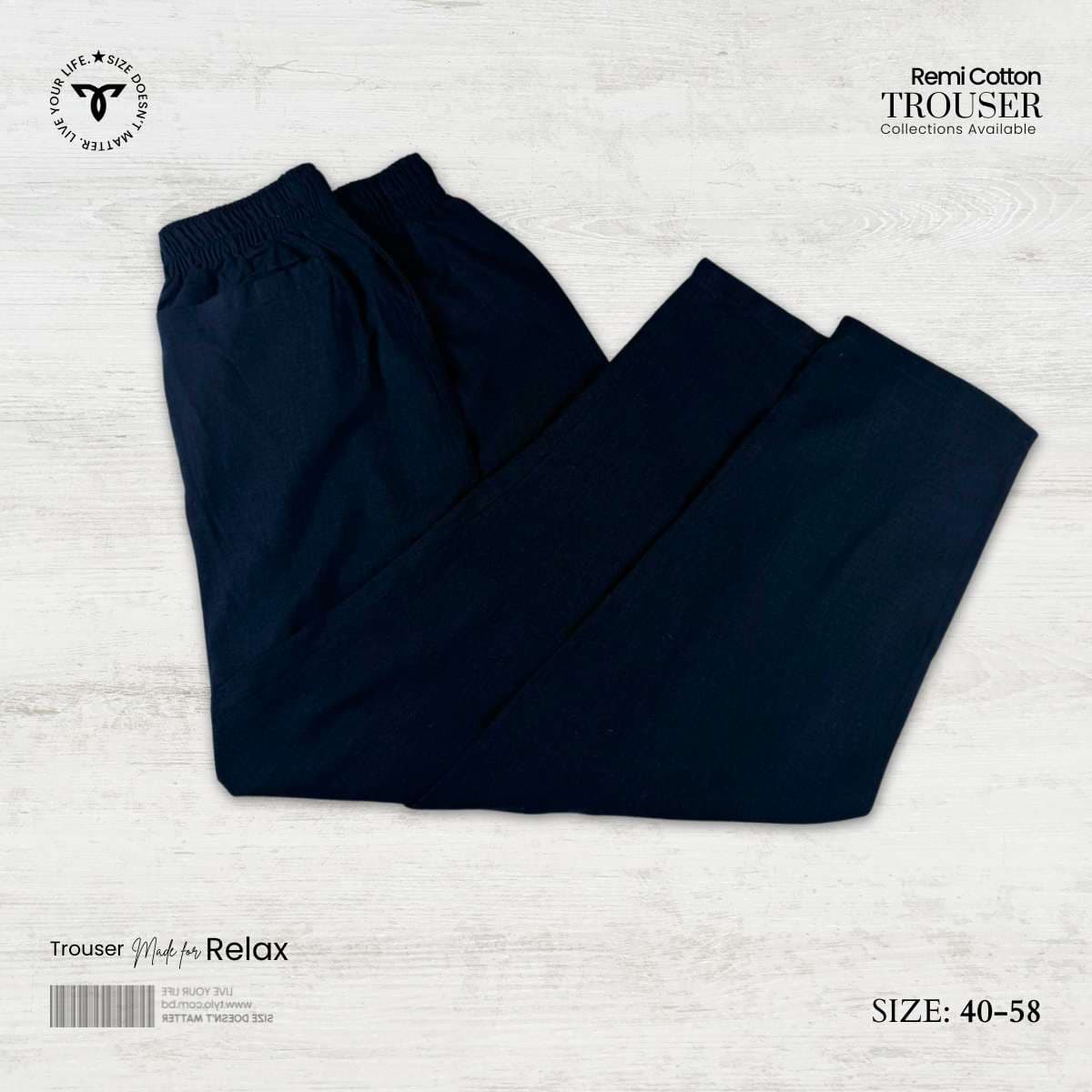 Remi Cotton Relaxed Trouser – Deep Navy showcase 2
