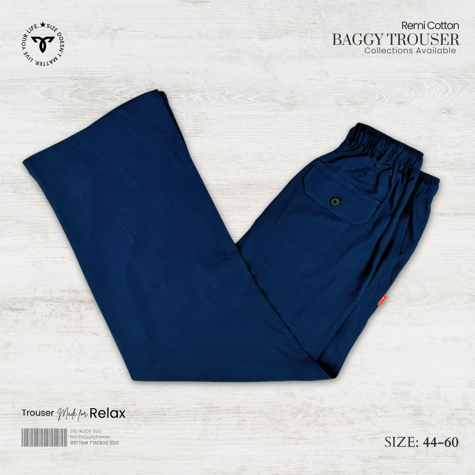 Deep Navy Blue Remi Cotton Baggy Trouser showcase 1