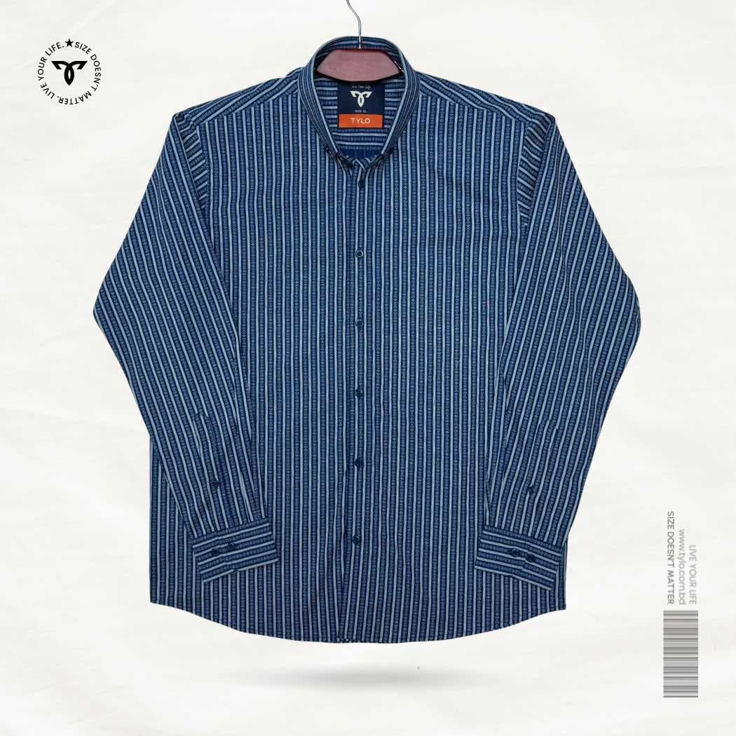 Navy Textured Stripe Premium Shirt