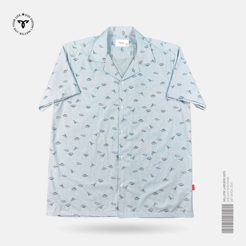 Sky Mini Leaf Cuban Shirt