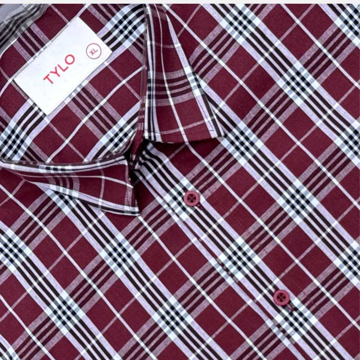 TYLO Half Sleeve Shirt – Maroon & Navy Grid showcase 3