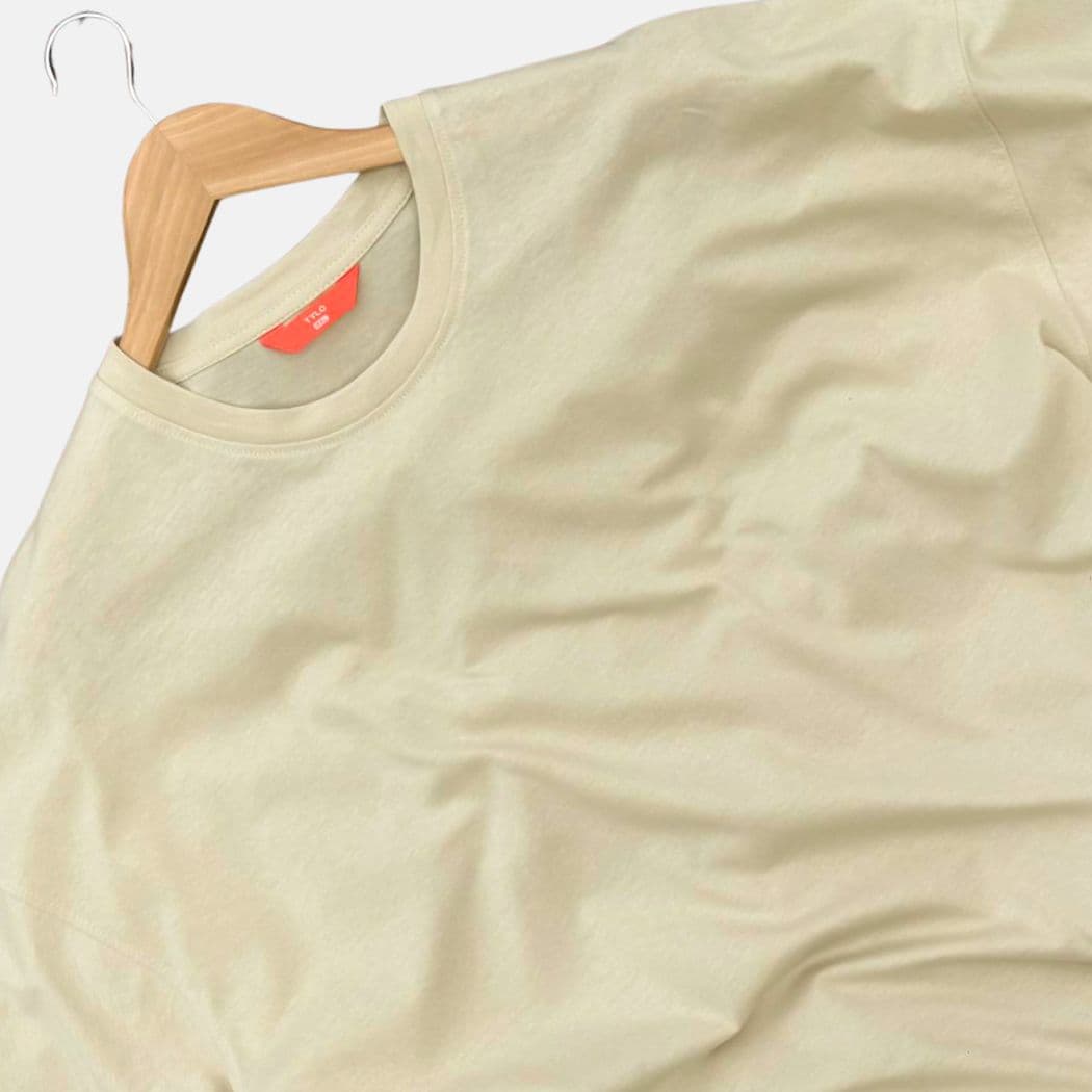 Pale Beige Solid Drop Shoulder T-Shirt showcase 2