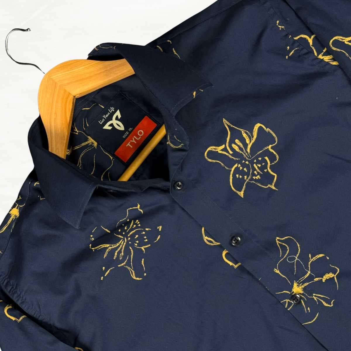 Dark Navy and Yellow Floral Shirt showcase 2