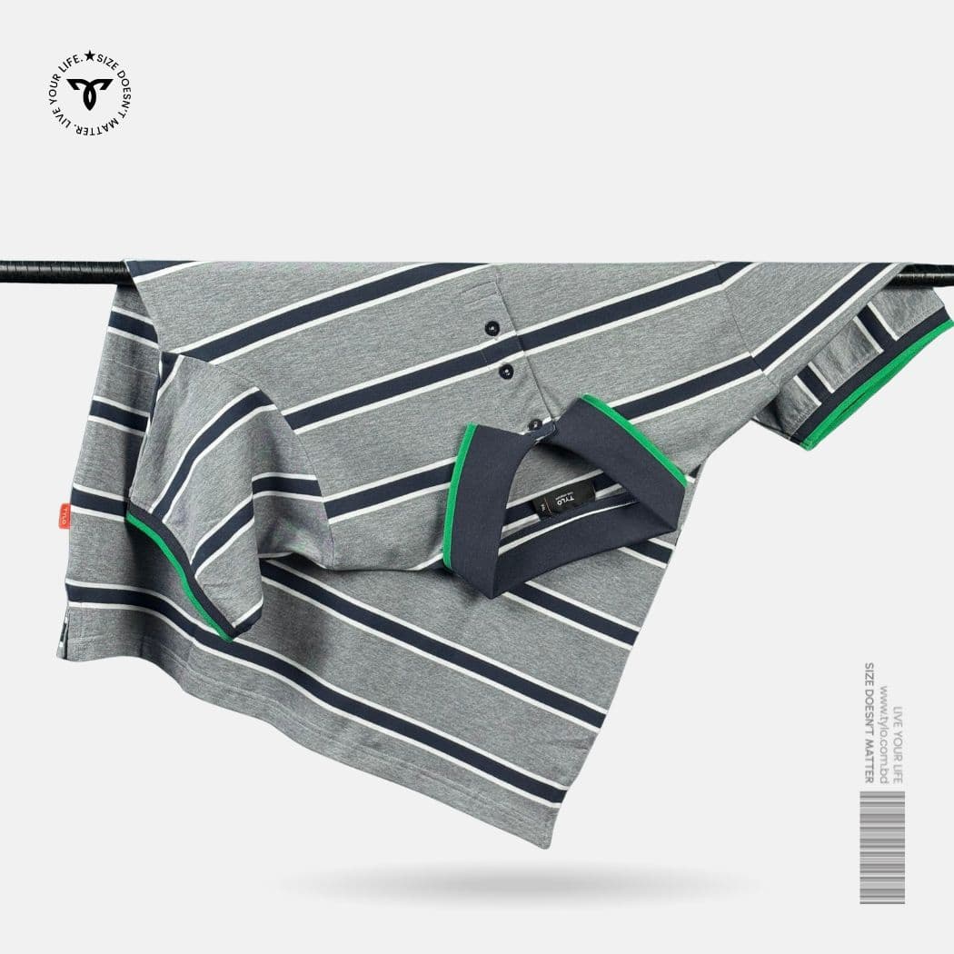 TYLO Contrast Accent Polo – Grey Emerald