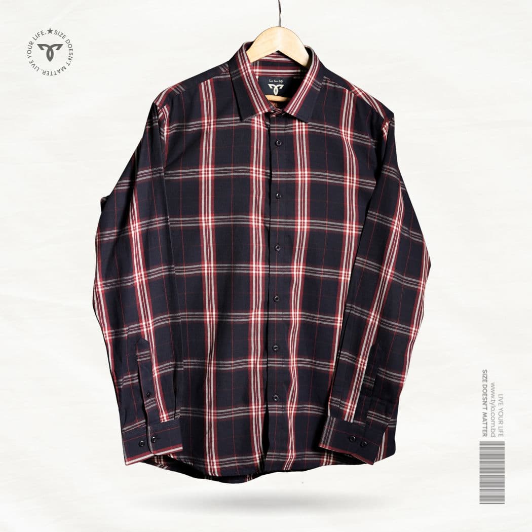 TYLO Premium Midnight Red Check Full Sleeve Shirt showcase 1