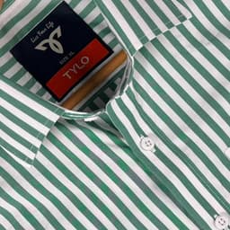 Green and White Striped Shirt view 2
