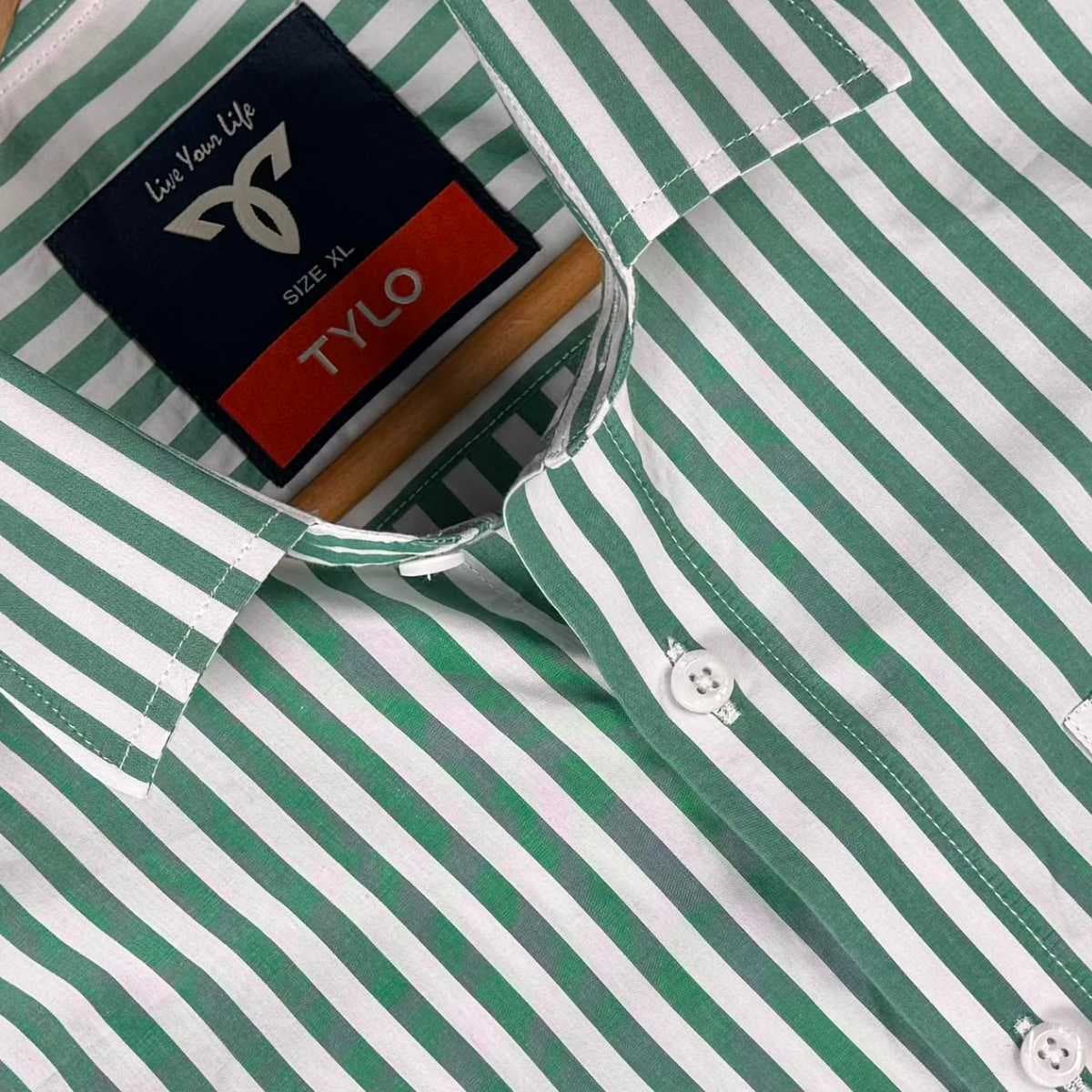 Green and White Striped Shirt showcase 3