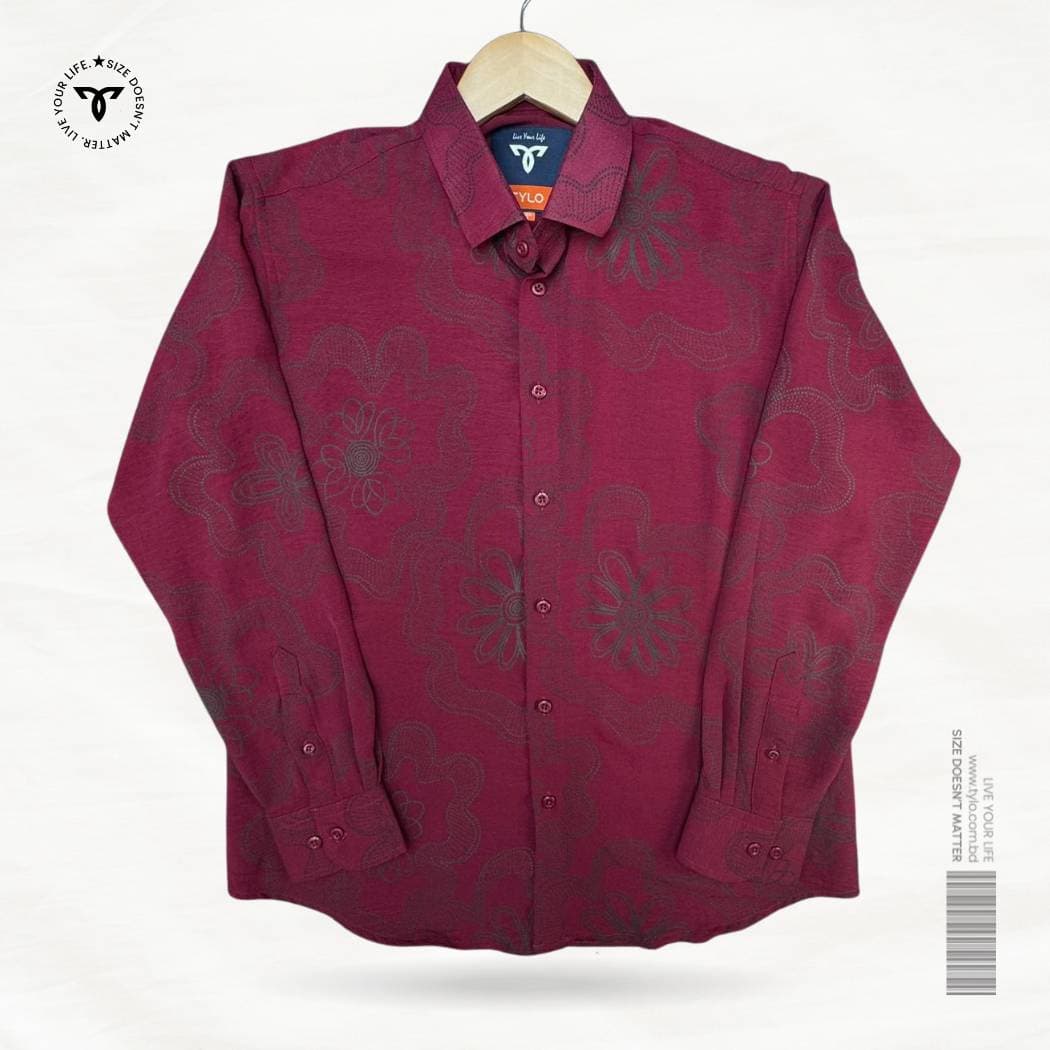 Maroon Floral Premium Shirt showcase 1