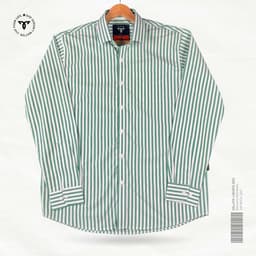 Green and White Striped Shirt view 0