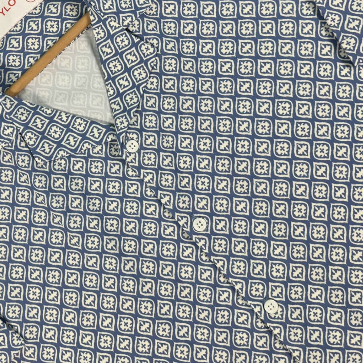 Blue Geometric Cuban Shirt showcase 3