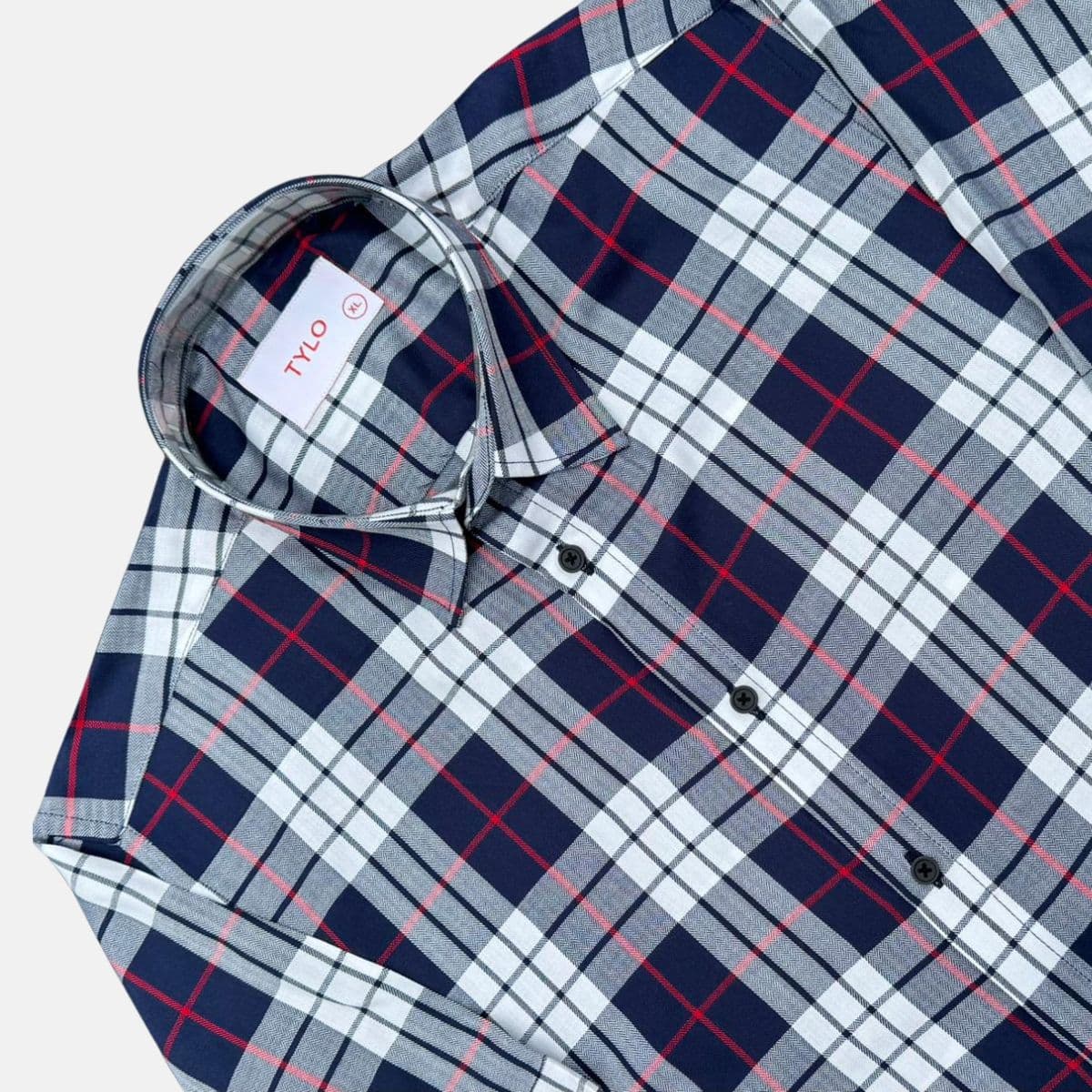 TYLO HALF Shirt – Navy & Red Bold Check showcase 2