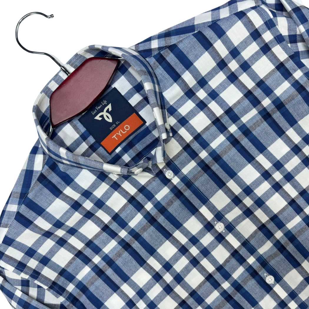 Indigo Grid Check Premium Shirt showcase 2