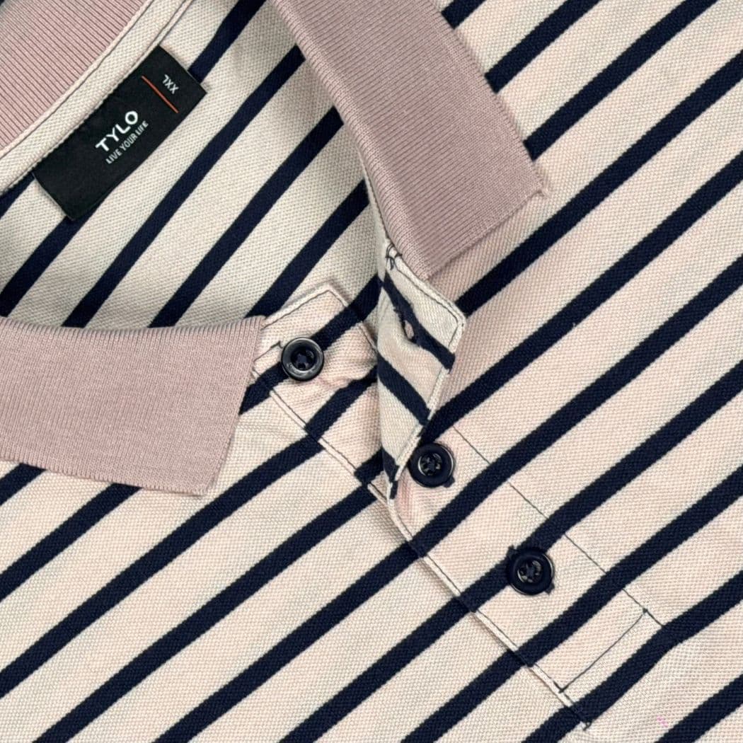 TYLO Pinstripe Polo Shirt – Dusty Rose showcase 3