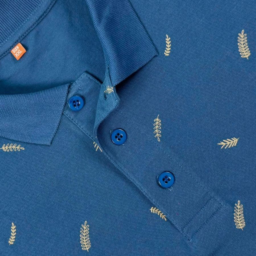 Steel Blue Fern Polo T-shirt showcase 2