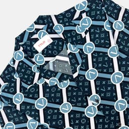 Navy Geo Cuban Shirt view 1
