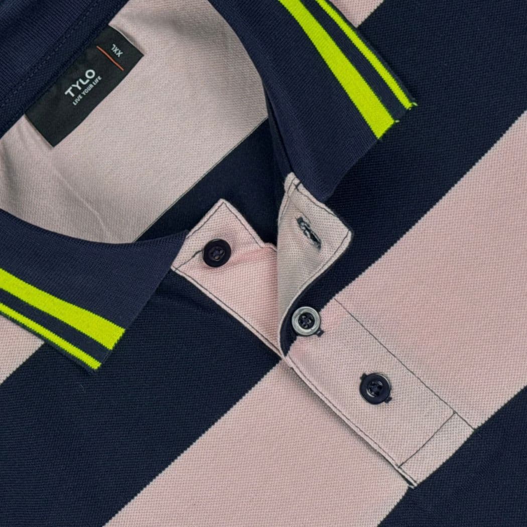 TYLO Bold Stripe Polo Shirt – Blush Navy showcase 3
