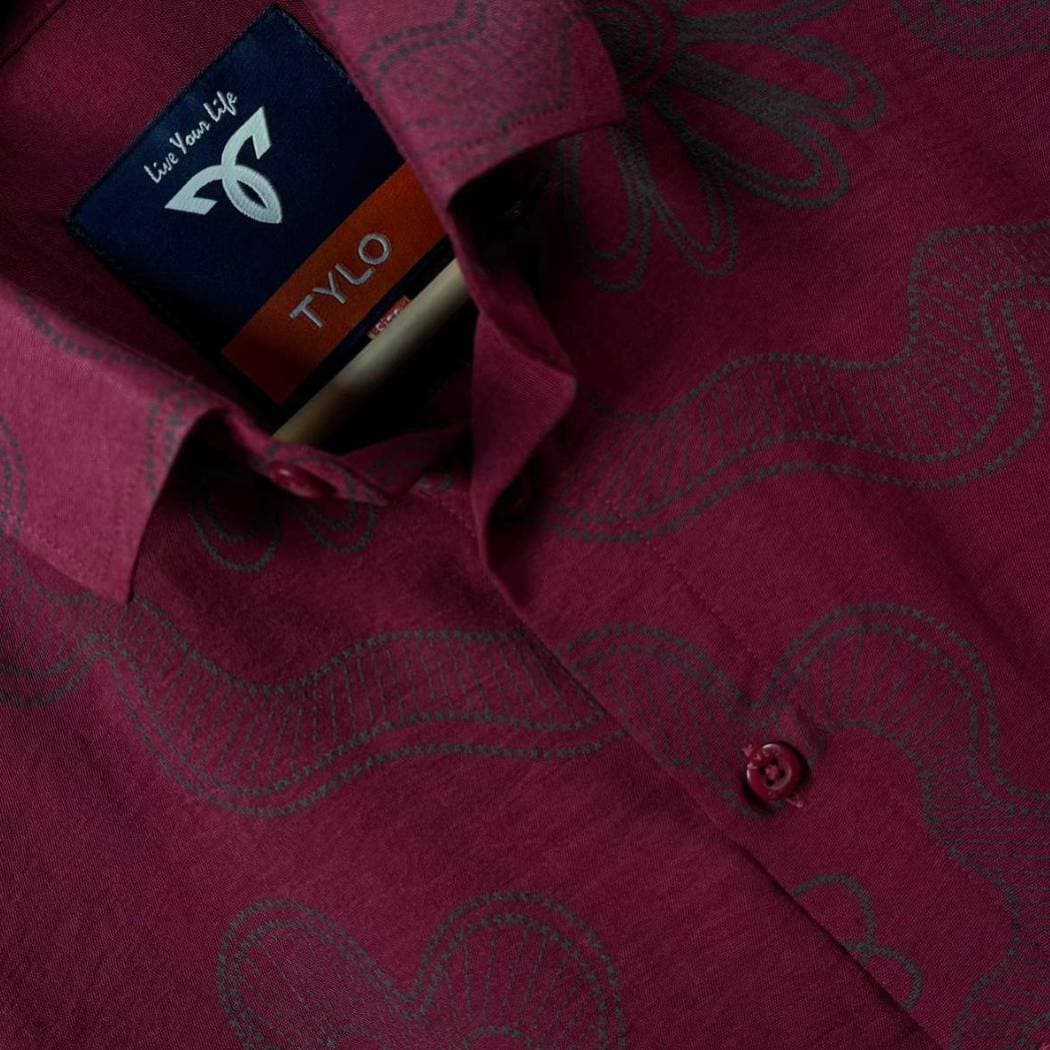 Maroon Floral Premium Shirt showcase 3
