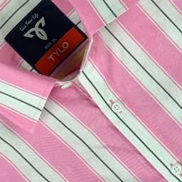 Pink and White Block Stripe Shirt view 2