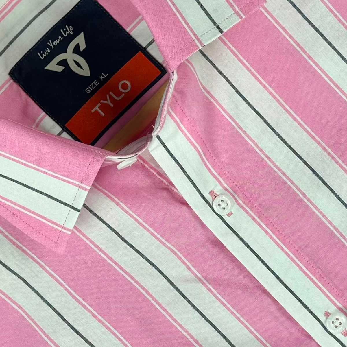Pink and White Block Stripe Shirt showcase 3
