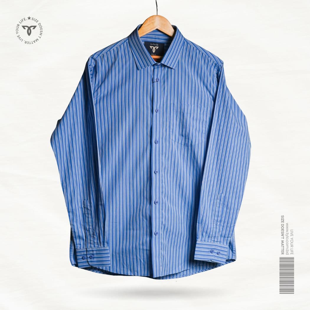 TYLO Premium Sky Blue Fine Stripe Shirt showcase 1