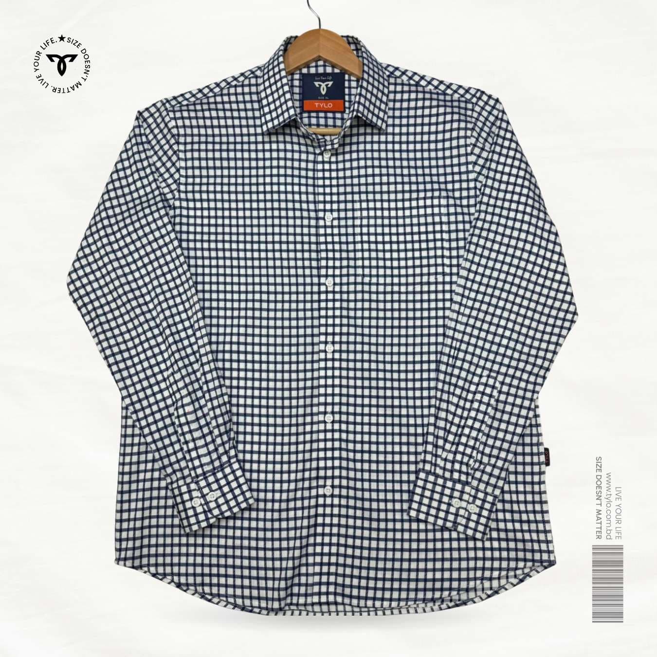 Navy Window Check Premium Shirt showcase 1