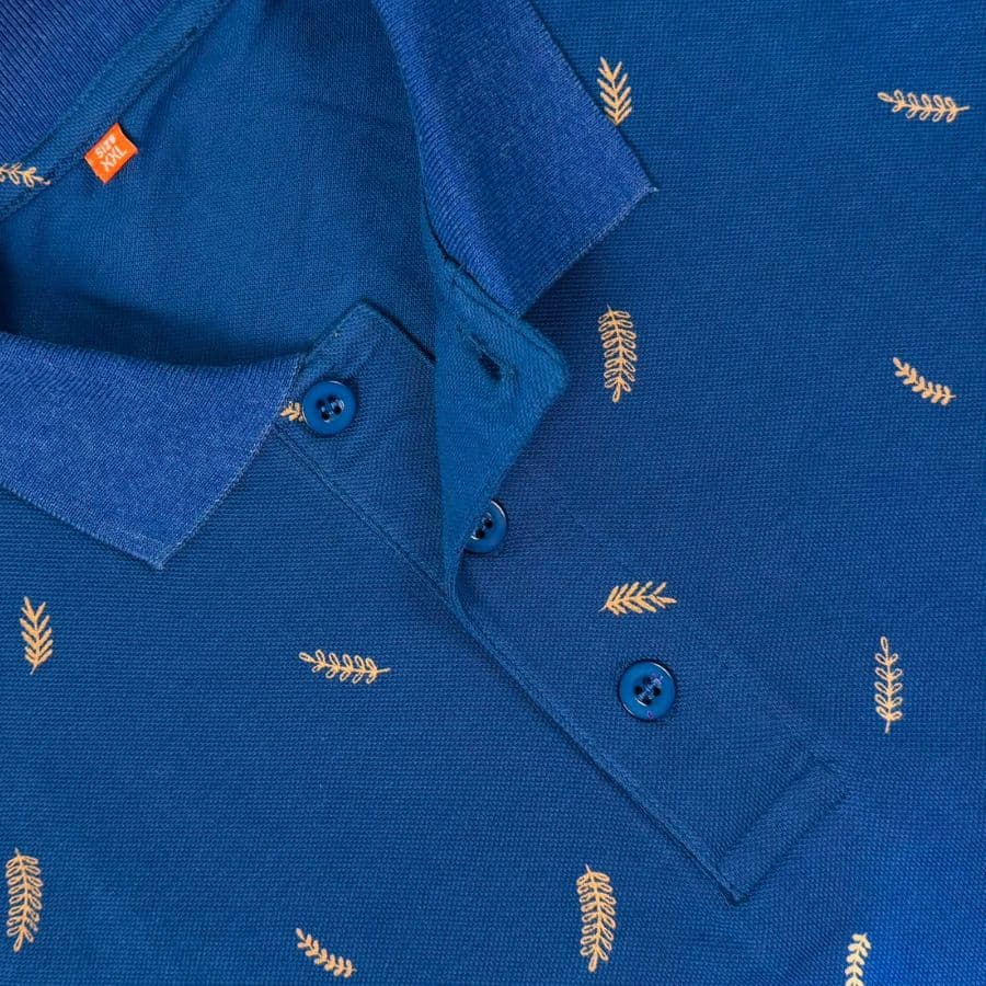 Royal Blue Fern Polo T-shirt showcase 2