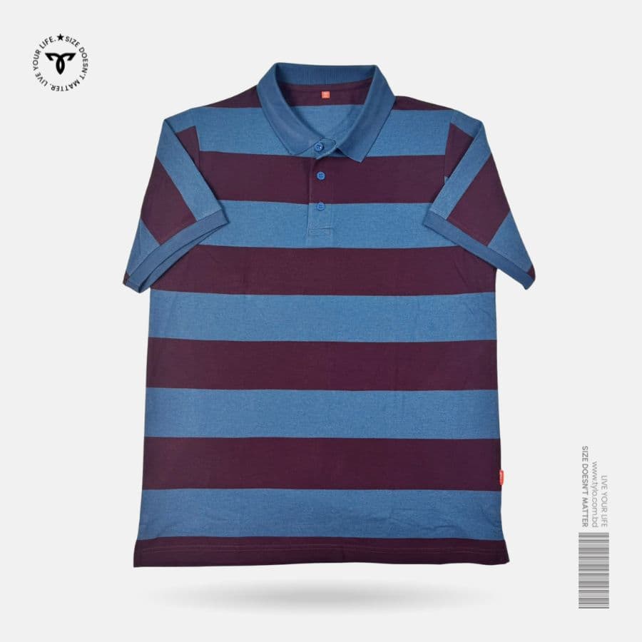 Maroon Sky Stripe Polo T-shirt showcase 1