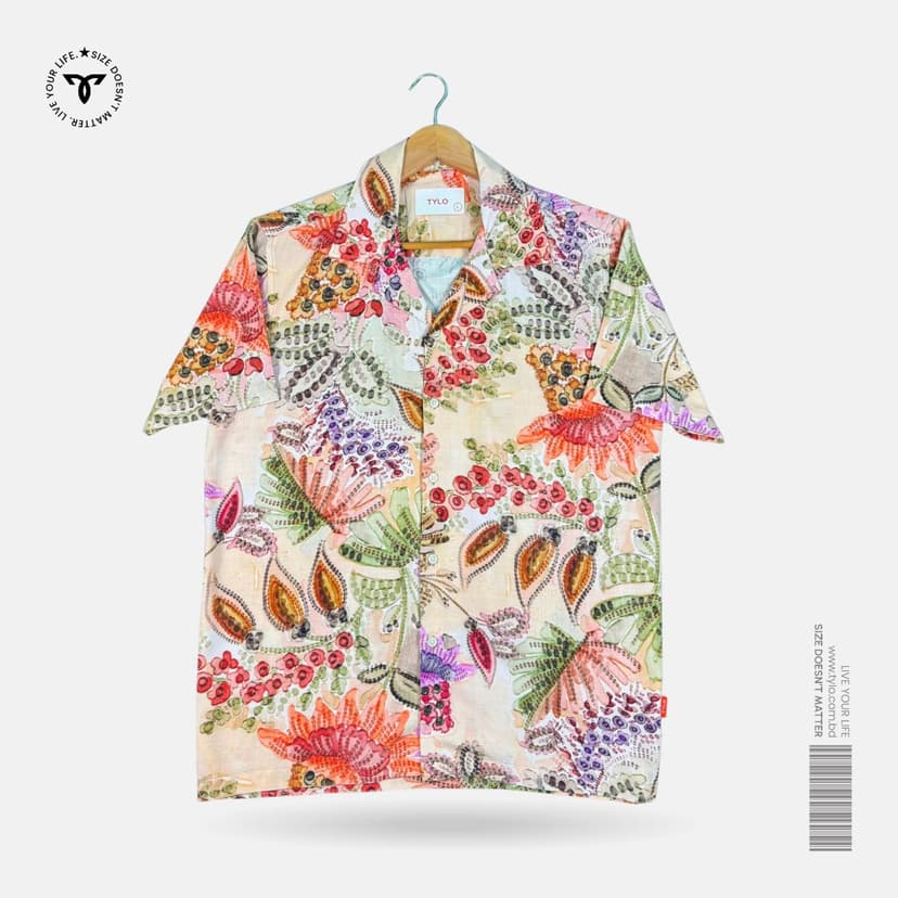 Multicolor Floral Print Cuban Collar Shirt