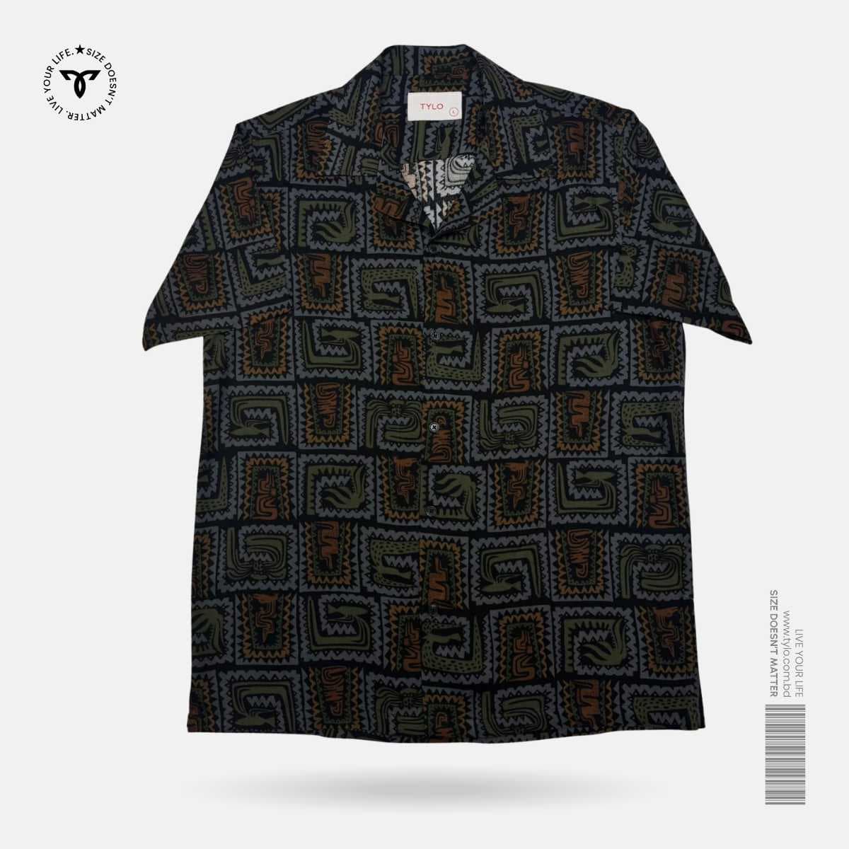 Tribal Olive Cuban Shirt showcase 1