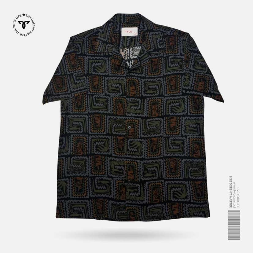 Tribal Olive Cuban Shirt