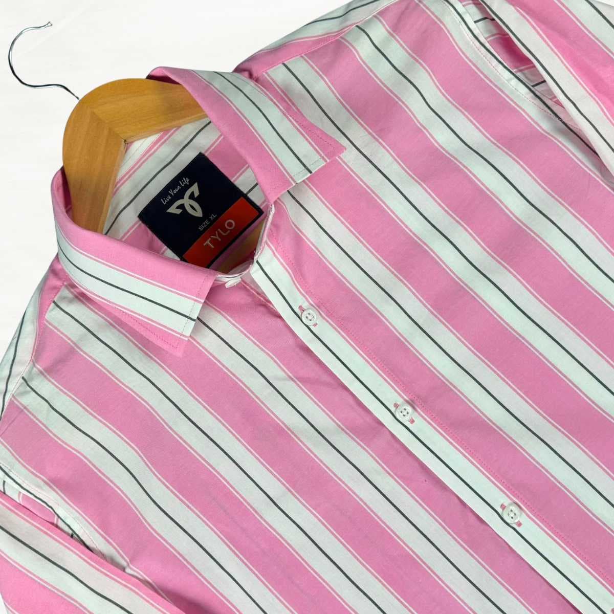 Pink and White Block Stripe Shirt showcase 2
