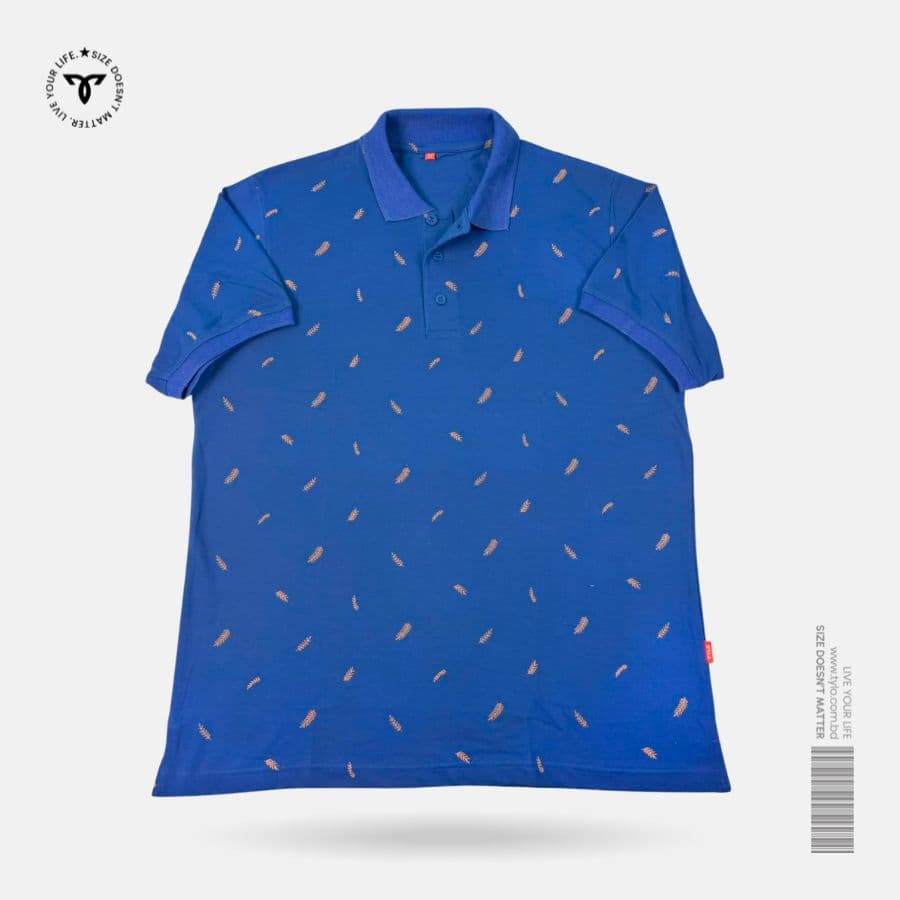 Royal Blue Fern Polo T-shirt showcase 1